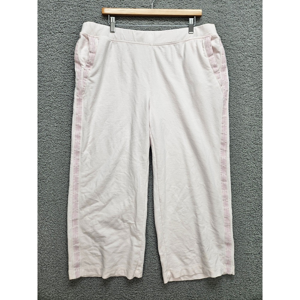 J. Jill Fit Cropped Sweatpants Large Pink French Terry Embroidered Side Trim